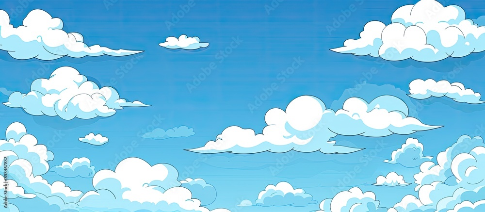 Poster word cartoon displayed against scenic sky with clouds in the background, providing a copy space imag
