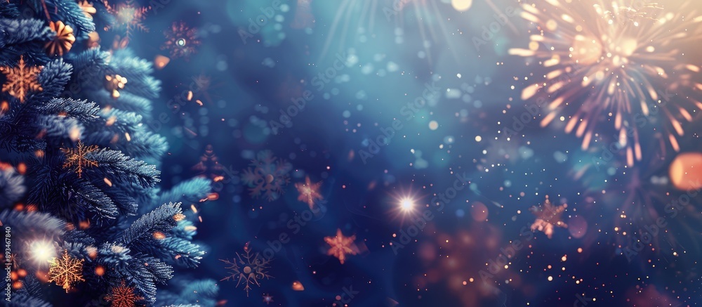 Aufkleber fireworks against an elegant background for christmas and new year celebrations, with a blank space 