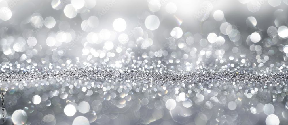 Poster shiny silver background with sparkling glitter embellishments providing ample copy space image.