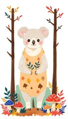 Koala's Mushroom Perch Fairytale watercolor-style illustrations