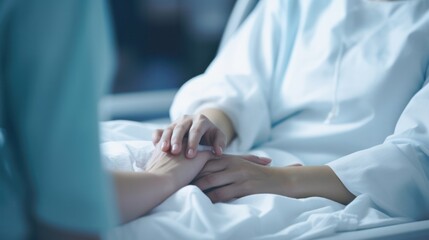 Photograph of a compassionate elderly male doctor comforting a worried patient