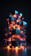 Abstract Glowing Neon Structures for Modern Graphic Design