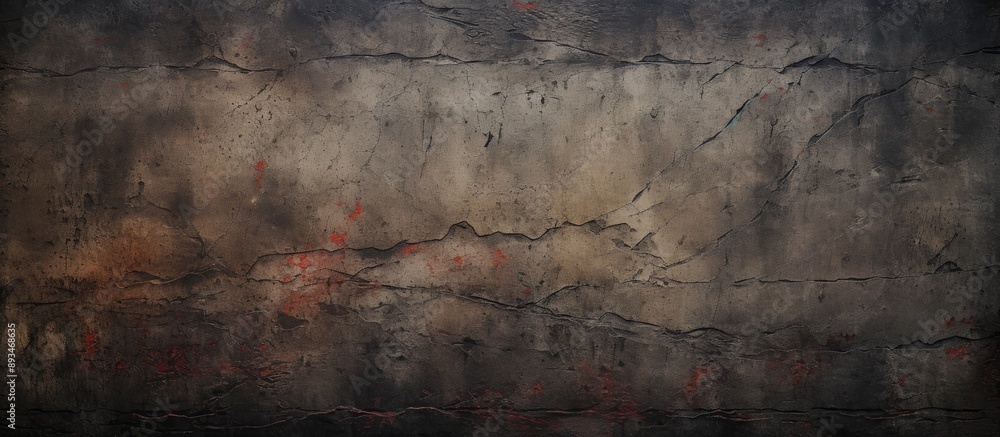 Poster Weathered layer on black backdrop with scratches and texture effect for photo editing with a copy space image.