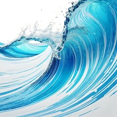 Blue water with shimmers like a wave on a white background. Square photo