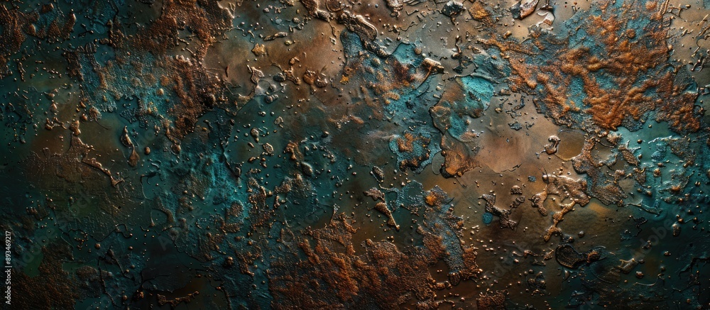 Poster Copy space image featuring a copper surface undergoing oxidation.