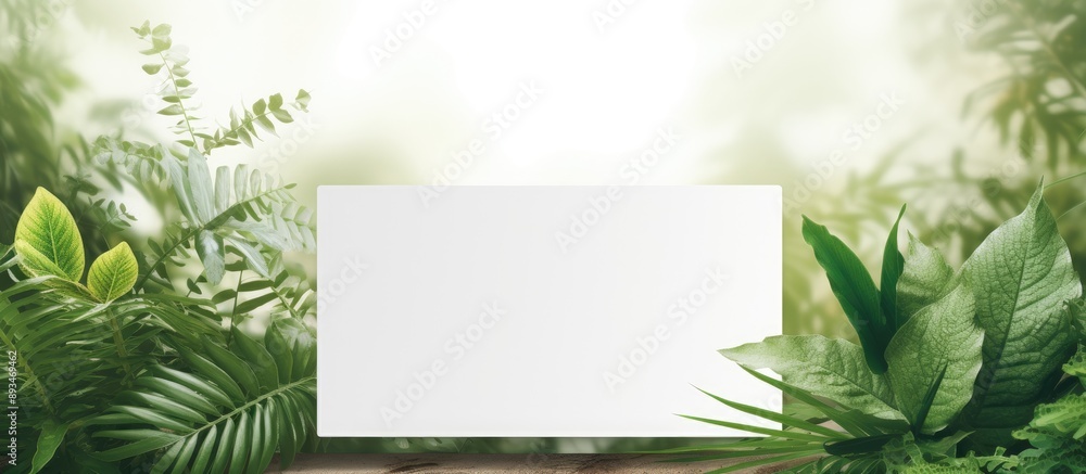 Leinwandbilder card mockup featuring greeting and business cards with a leafy background perfect for displaying, of