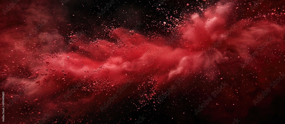 Aufkleber Red powder explosively splatters in an abstract pattern creating a dynamic copy space image.