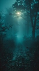 Spooky Forest at Halloween Night