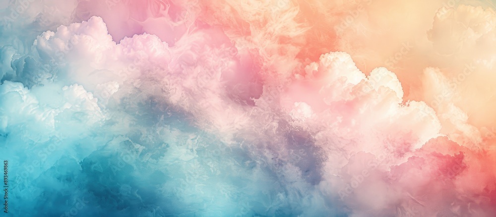 Aufkleber a stunning cloudy sky with a soft gradient of pastel colors and a textured grunge paper effect creat