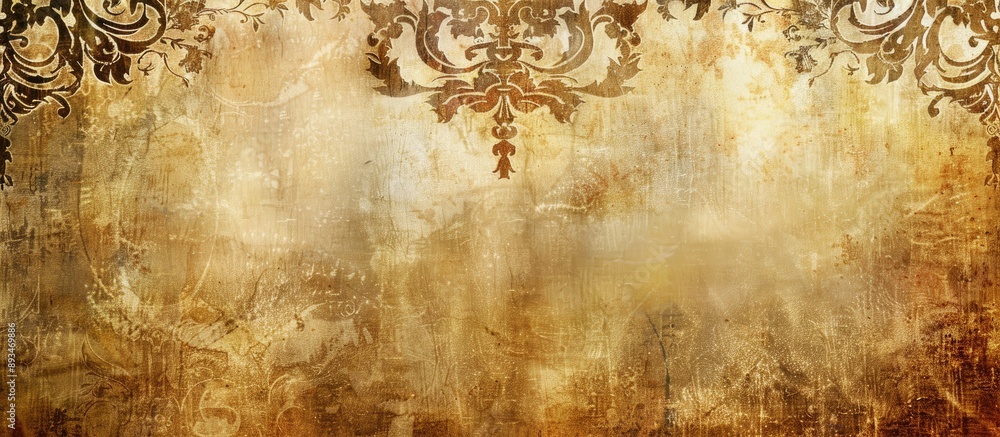 Poster An aged backdrop features vintage grunge design, artistic patterns, vignette, and space for adding images or text.