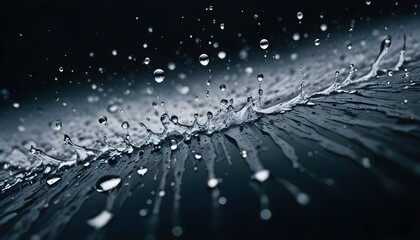 drops of rain, Water splash with droplets against a dark background, high detail