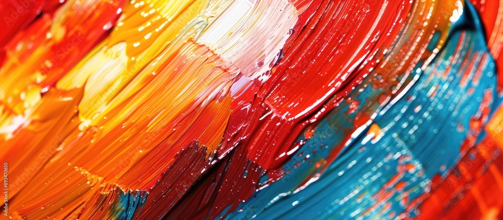 Poster macro photograph showcasing paint brush bristles creating an abstract textured light background with