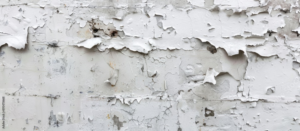 Poster old wall with white peeling paint creating a textured background, ideal for a copy space image.