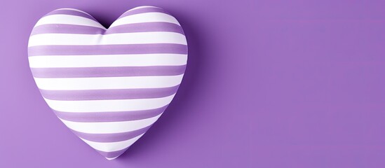 Heart-shaped white image on a striped violet backdrop, ideal for Valentine's Day, Mother's Day, or birthdays, with ample room for additional content.