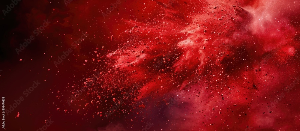 Aufkleber Red powder explosively splatters in an abstract pattern creating a dynamic copy space image.
