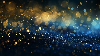 Fototapeta premium Glittering Blue Bokeh Background, Abstract Light Particles