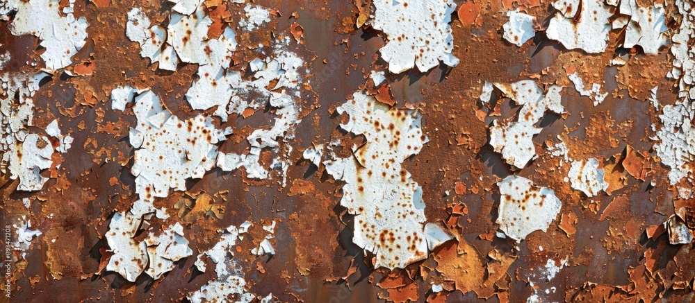 Poster old iron textured backdrop showing signs of rust, including white flaking paint, providing a vintage