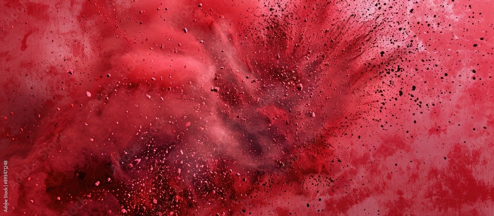 Leinwandbilder Red powder explosively splatters in an abstract pattern creating a dynamic copy space image.