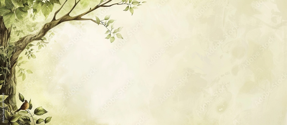 Poster blank note with a nature-inspired layout for adding text or graphics, featuring an empty space for a