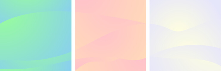 Vibrant Gradient Backgrounds, Blue-Green, Peach, and Light Yellow Dynamic Abstract, Stylish Pastel, Set of 3 - Graphic Design, Social Media