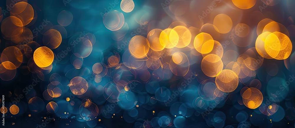 Leinwandbilder blurry abstract dark background featuring yellow light bokeh creates a mesmerizing copy space image.