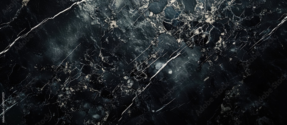 Poster top-down view of a high-resolution marble background pattern with a natural black color. there is am