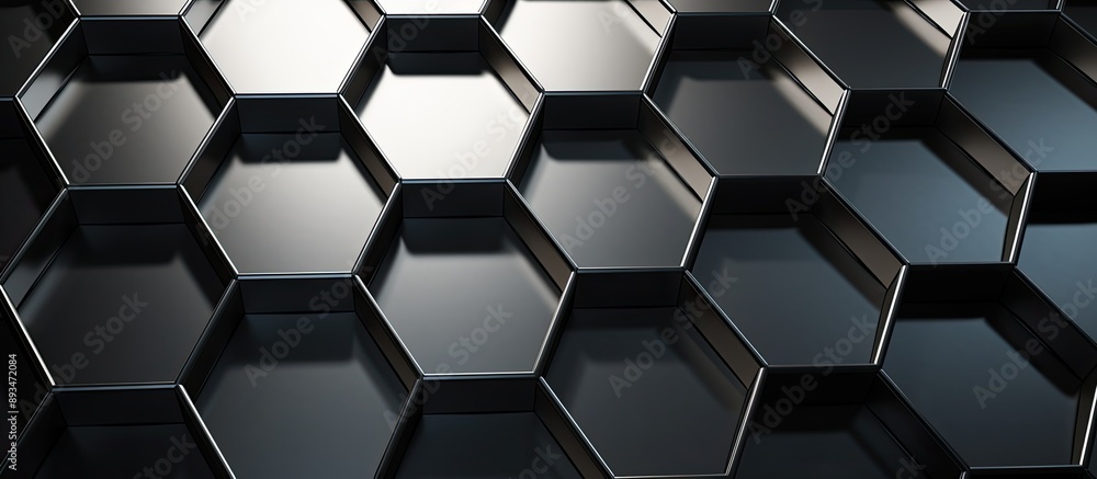 Poster close-up image of a textured black background, featuring a seamless pattern of silver or stainless s
