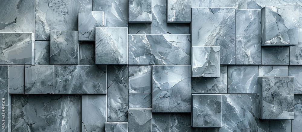 Poster Marble blocks in silver-gray shade for a backdrop with space for text or images.