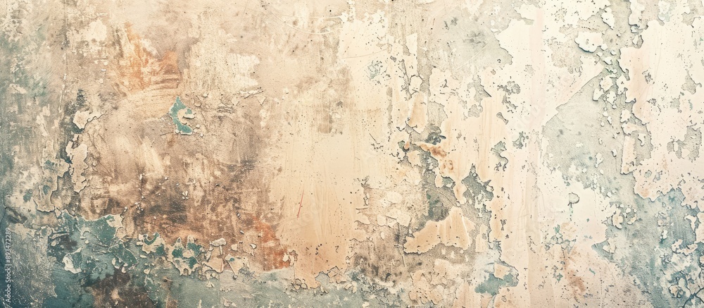 Poster Vintage backdrop with abstract grunge stucco texture on wide rough surface, featuring copy space image for text.