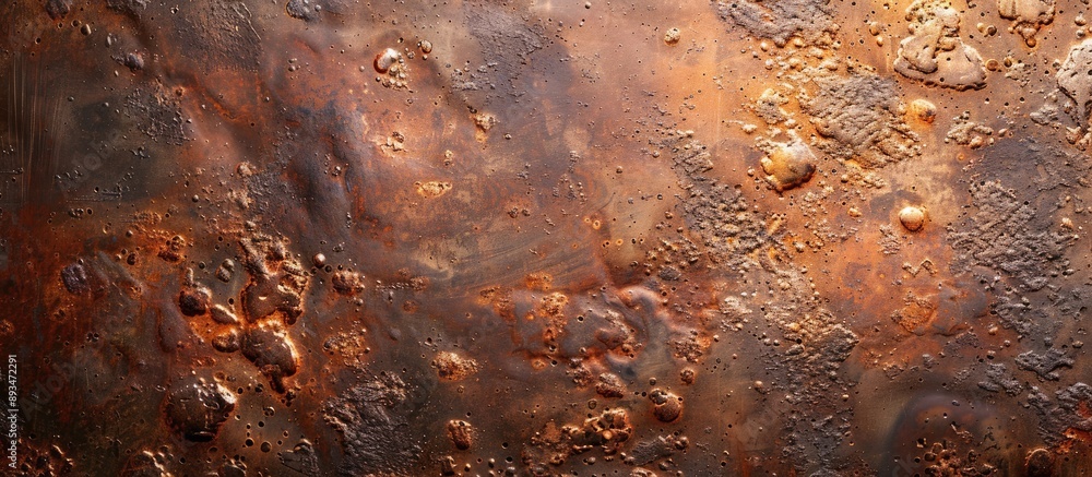 Poster copy space image featuring a copper surface undergoing oxidation.