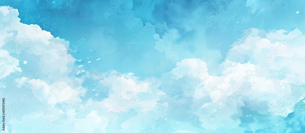 Poster abstract texture background with blue sky and white clouds, ideal for showcasing summer vacation and