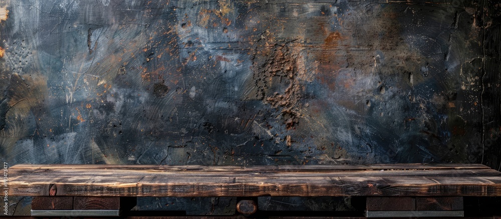 Leinwandbilder wooden table on a textured grunge background ideal for use as a copy space image