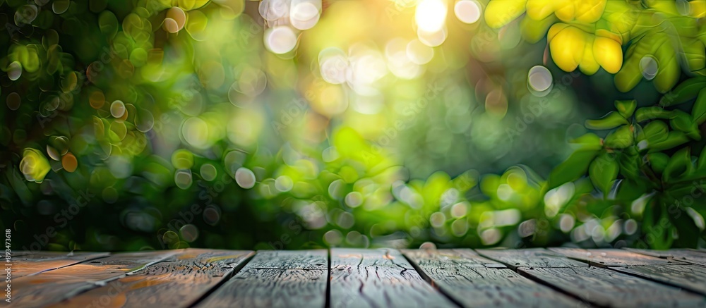 Aufkleber Blurry nature background with balcony and terrace in a tranquil setting offering ample copy space image