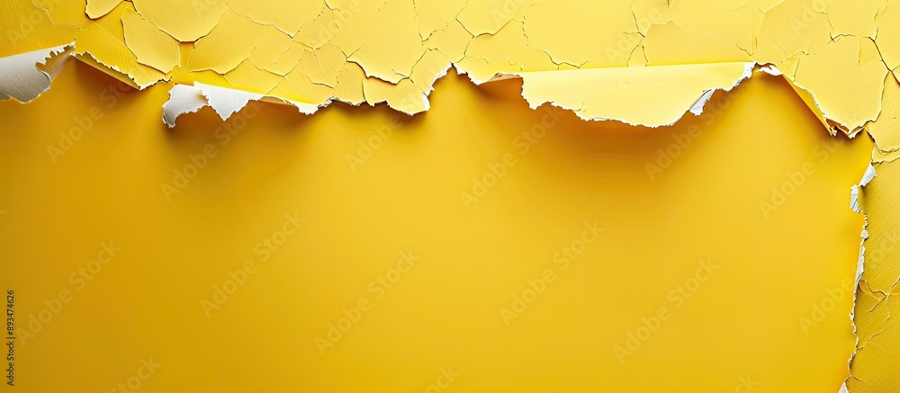 Aufkleber Yellow background with torn paper for text placement featuring a copy space image for mockup purposes