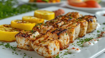 Grilled Seafood Skewers with Charred Vegetables A Delicious and Balanced Meal, Simple Recipe for a Healthy Dinner, Grilled Seafood, Charred Vegetables, Lemon, Herbs, Skewers, Recipe, Healthy, Dinner