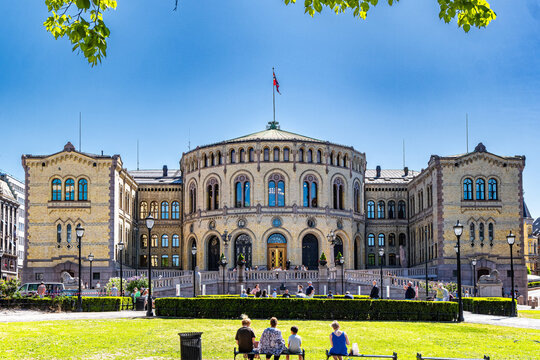 Parliament building in Oslo City center, Norway