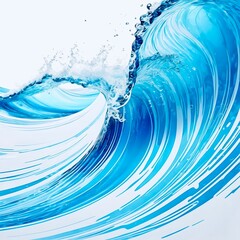 Blue water with shimmers like a wave on a white background. Square photo