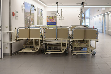 Beds for transporting seriously ill and non-ambulatory patients in a primary care clinic.