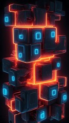 Abstract Glowing Neon Structures for Modern Graphic Design