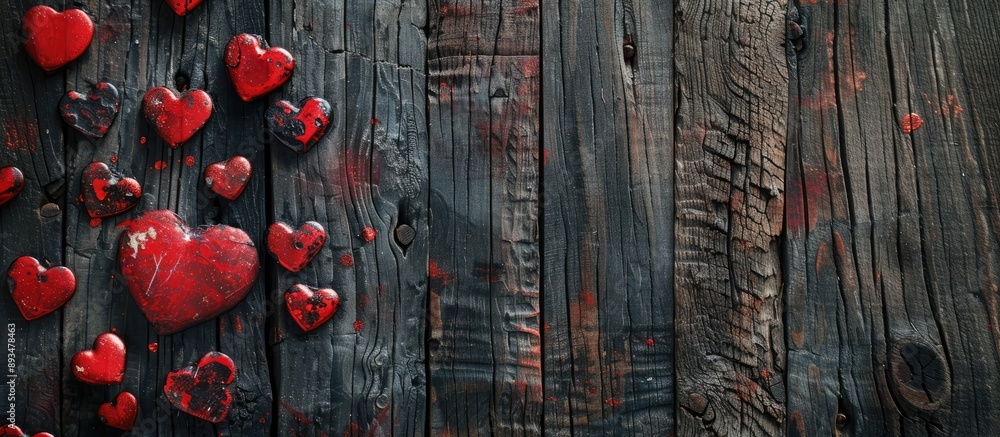 Poster valentine s day theme showcased on a wooden backdrop with ample copy space image available