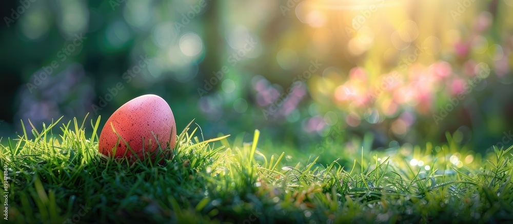 Aufkleber easter egg displayed on a grassy garden background symbolizing the joyous celebration of easter with