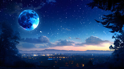Peaceful background, blue night sky