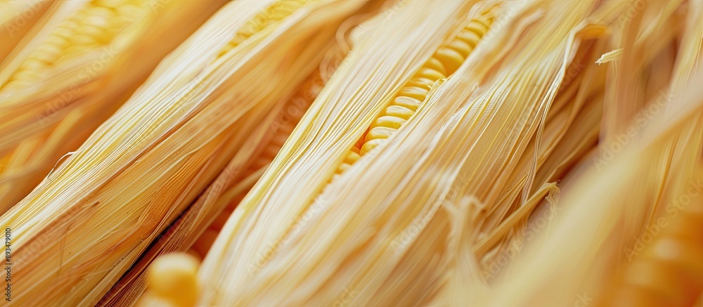 Poster close up of corn sticks with copy space image