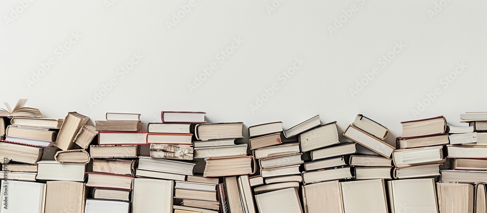 Leinwandbilder Pile of books arranged neatly with a blank area for adding text or images known as a copy space image
