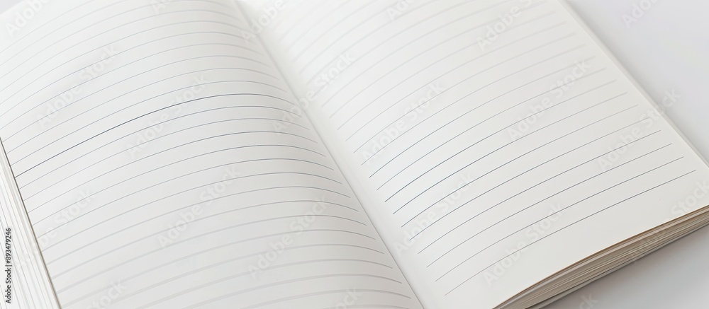 Fototapete white background showcasing a lined notebook with a copy space image