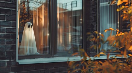 a child in a ghost costume. selective focus