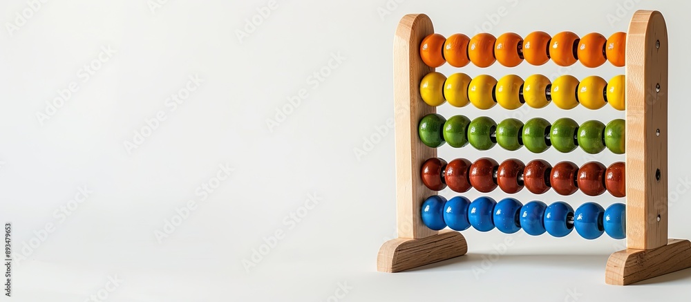 Aufkleber A close up of a vibrant wooden abacus standing alone against a white backdrop with empty space for inserts or texts like a copy space image