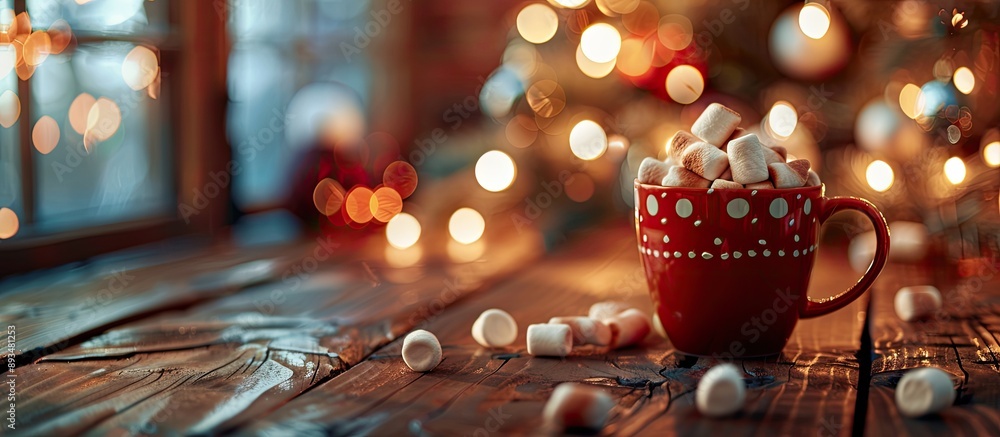 Leinwandbilder christmas loft composition featuring a hot beverage with marshmallows on a background styled like a 