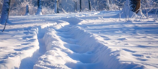 Obraz premium Clearing snow with mechanical shovels leaves a neat trail perfect for a copy space image