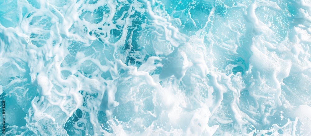 Poster Spa concept backdrop with a refreshing blue and white water texture Square composition with a top view and copy space image included